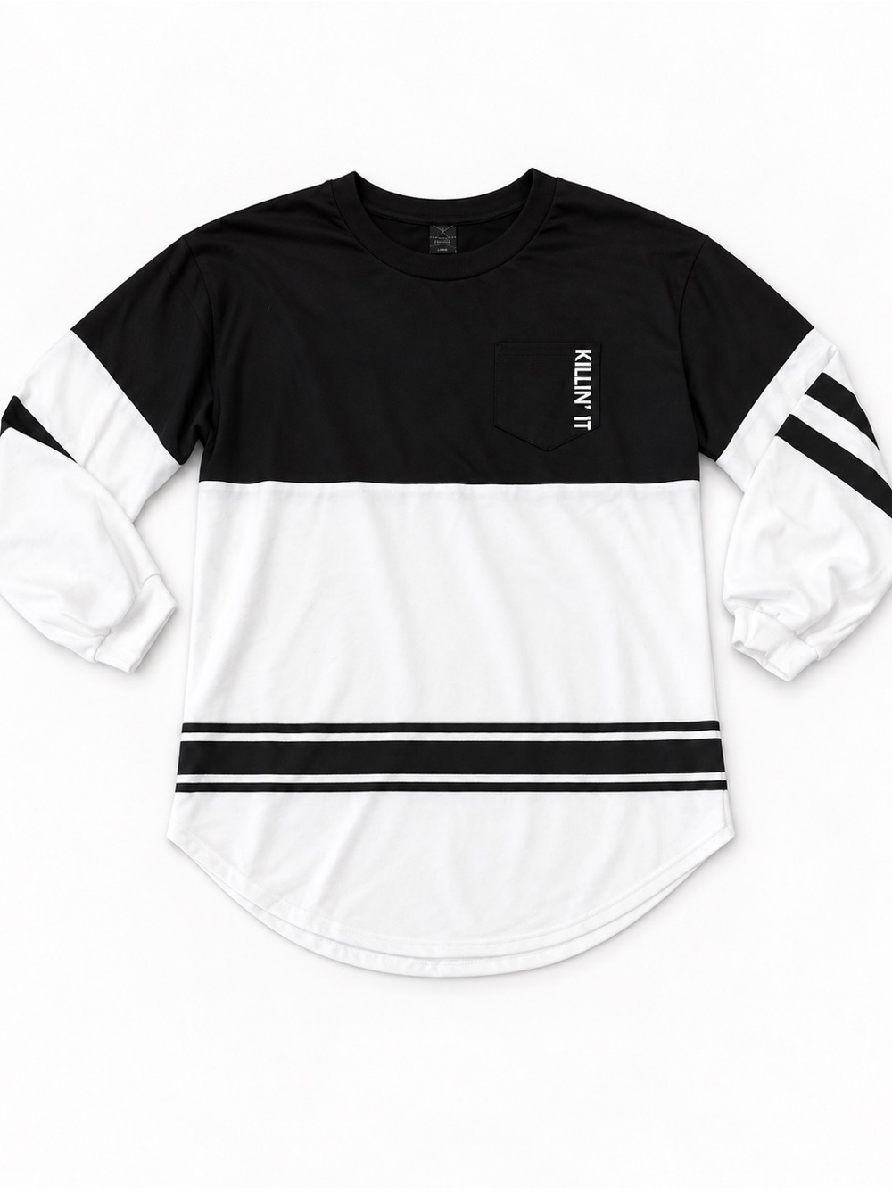 Streetwear Society Black & White Colorblock Long Sleeve Tee